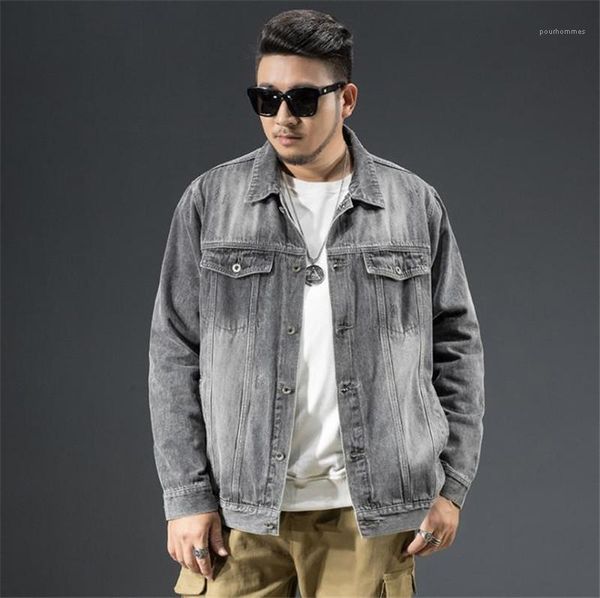 

distrressed and washed loose jean coat mens casual letter printed coat plus size mens designer jacket fashion, Black;brown