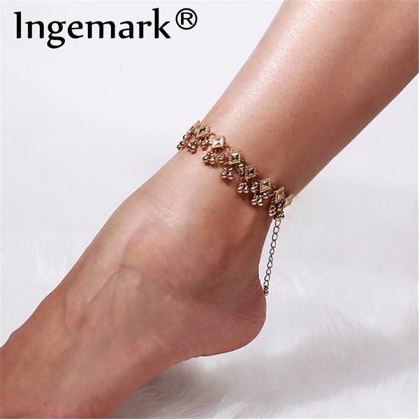 

tassel ingemark bohemian pendant bells anklet bracelet sandal barefoot girl jewelry beach bell bead anklets valentine's day gift, Red;blue