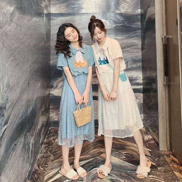 

603#maternity dress summer printing turn down collar short sleeve easy matching loose dress for pregnant women mom, White