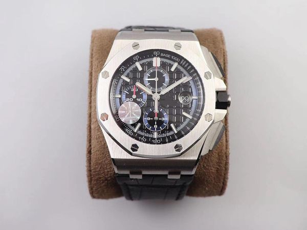 

p26411po steel shell black pottery ring series with a diameter of 44mm, it is equipped with a customized 12h timing 3126 movement, Slivery;brown