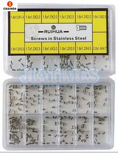 

1 set stainless steel mine flat watch back case screws for watch repair