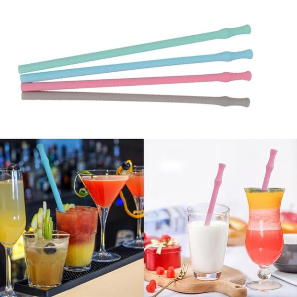 

reusable silicone drinking straws folding straight straw with cleaning brush for home drinking straws bar accessories supplies