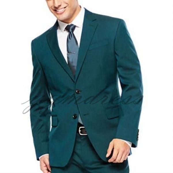 Green Men Suits 2019 repicado lapela Dois botão do noivo smoking para o baile Wedding Suit melhor homem Blazer (Jacket + Calças + Tie + Vest) 069