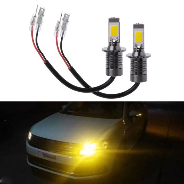 

2x h3 80w strobe flash led bulbs car fog driving light lamp yellow amber 3000k