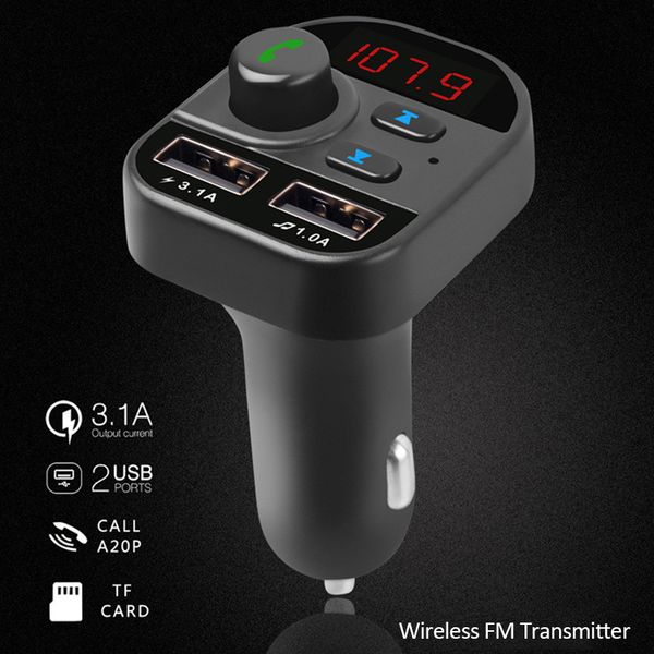 

car accessories interior bluetooth 5.1 in-car wireless bluetooth fm transmitter mp3 radio adapter car kit 2 usb charger dropship