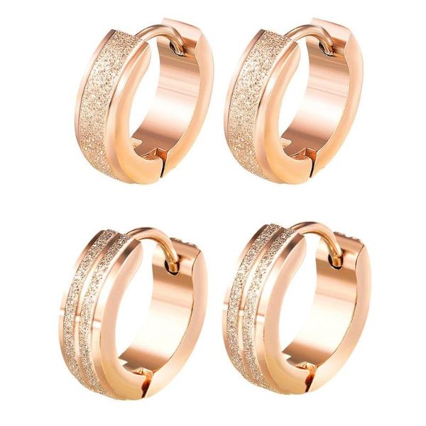 

fashion hoop earrings for women stainless steel rose gold round cute jewelry gift, Golden;silver