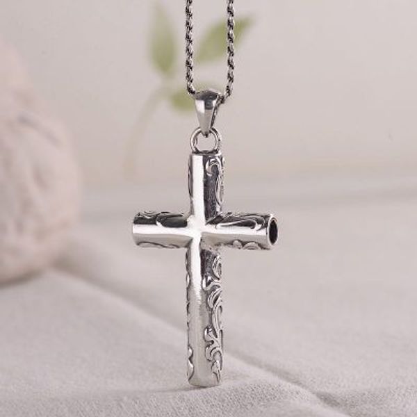

new cross pendant 925 sterling silver for men and women simple smooth prayer jewelry ametist