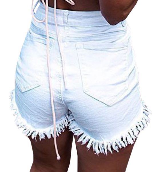 

short femme women shorts tassel denim 2019 black white red skinny high waisted shorts button pockets casual slim, White;black