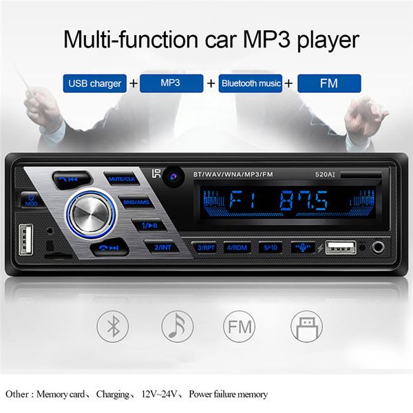 

carprie автомобилей медиа автомобильный mp3-плеер с usb-зарядное устройство 12 / 24v радио fm bluetooth remote sd card многофункциональный m