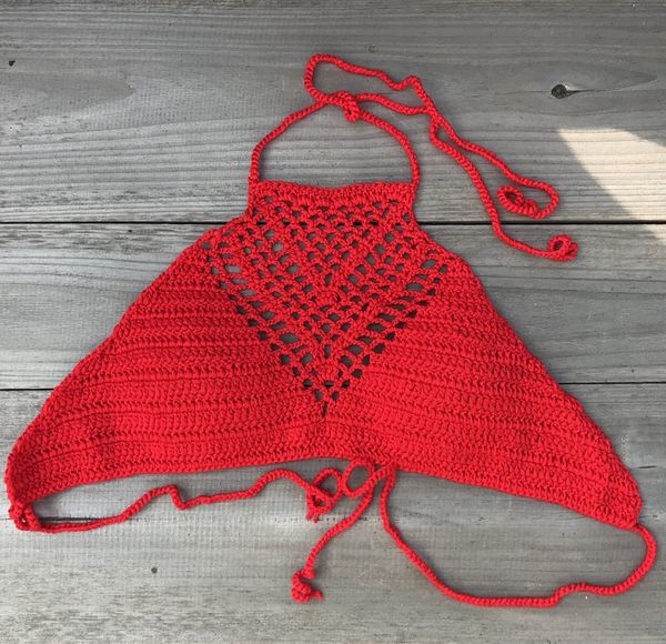 

boho clothing handmade crochet bikini swimming tankini beach trikini 007, White;black