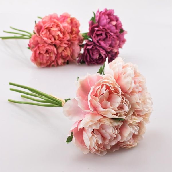 

artificial flower hydrangea heads peony bridal bouquet silk flower for wedding valentine's day birthday party home decoration18