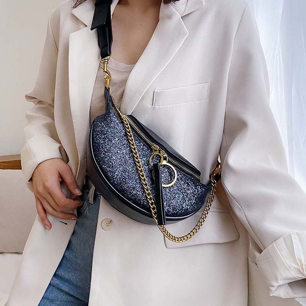 

bling bling crossbody bags for women 2020 texture chain design shoulder messenger bag lady handbags and purses