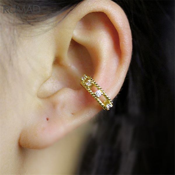 

romad cz crystal cuff earrings for women cubic zirconia clip earrings 2019 silver/gold ear cuffs female no pierced jewelry r50