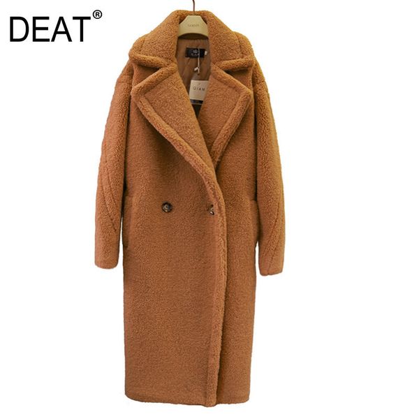 

deat 2019 new fashion women clothes turn-down collar woolen double breasted warm winter coat heavy jacket wf23104l, Black
