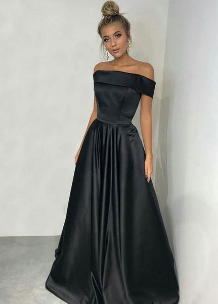

black evening dresses a line off the shoulder formla prom gowns long, Black;red