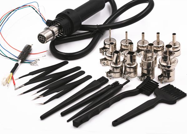 

szbft 5 wires portable air gun bga rework solder station with tweezers nozzles ,heater for 850 850d 990 852