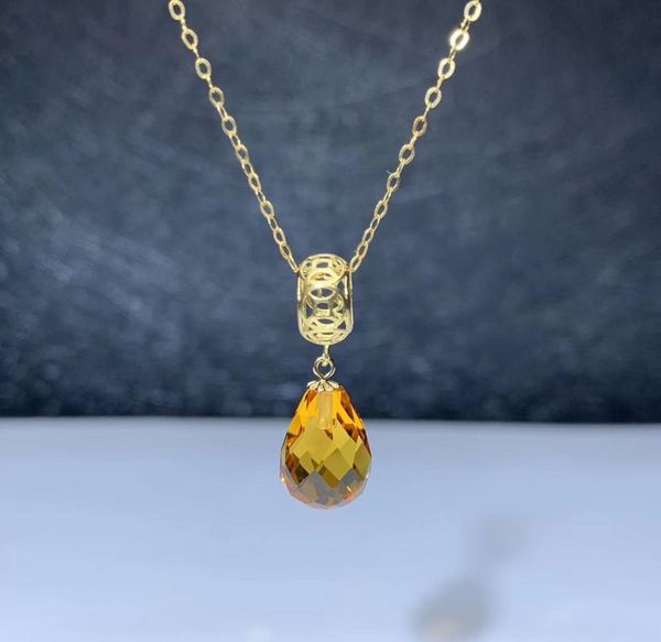 

shilovem 18k yellow gold citrine pendants fine jewelry women party new classic plant gift  necklace 8*11mm mymz0811992j, Silver