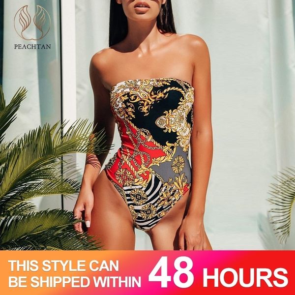 

peachtan off shoulder one piece swimsuit female bikini 2019 bathers bandeau bathing suit high cut swimwear women monokini, White;black