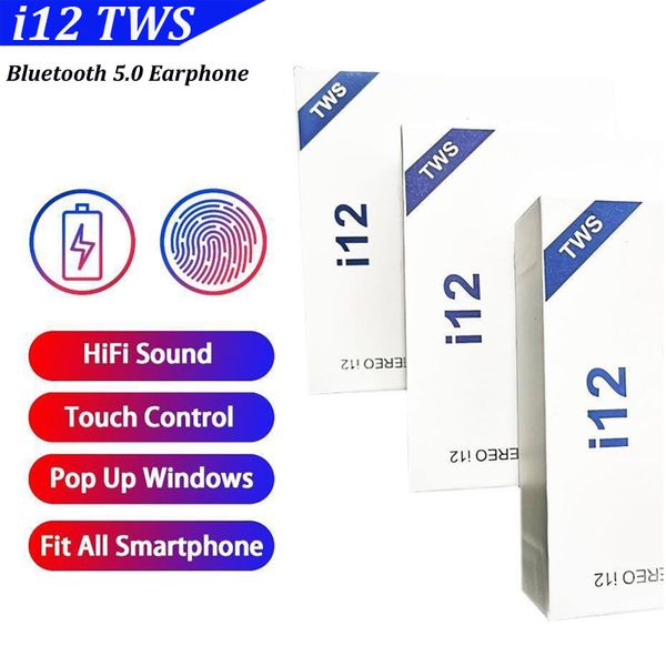 

i12 tws wireless bluetooth headphones stereo 5.0 support pop up window earphones touch control wireless headset earbuds for smartphones