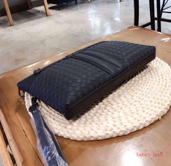 

new designer men handbag woven wrist bag business leather fashion hand envelope bag fashion woven leather mens shoulder rg2032036