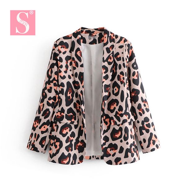 

stvy leopard blazer jackets for women suit european style 2019 spring autumn fashion ladies suits long sleeve blazer outerwear, White;black