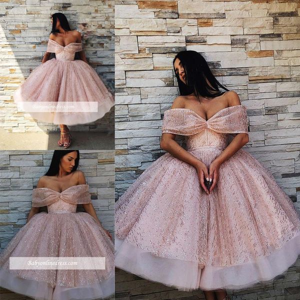 

2019 pink sequins prom evening dresses mini homecoming dresses short a line off shoulder cocktail party dresses custom made bc1226, Blue;pink