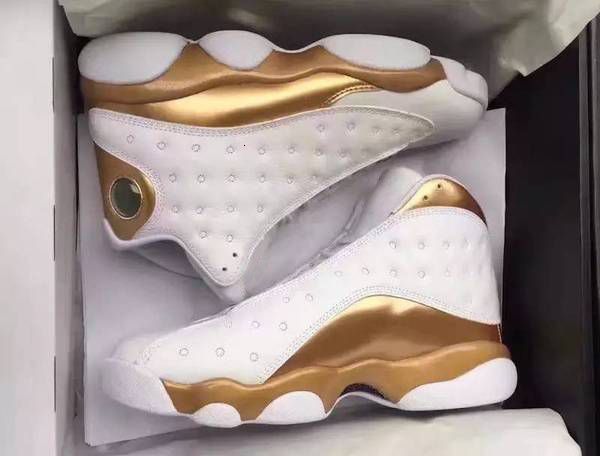 

new 13 dmp defining moments pack men basketball shoes 13s white metallic gold varsity red sports sneaker with box size 8-13