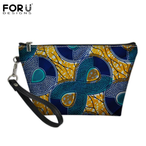 

forudesigns africian fabric prints comestic bags ladies dustproof storage wash toiletry bag travel organizer pu leather case
