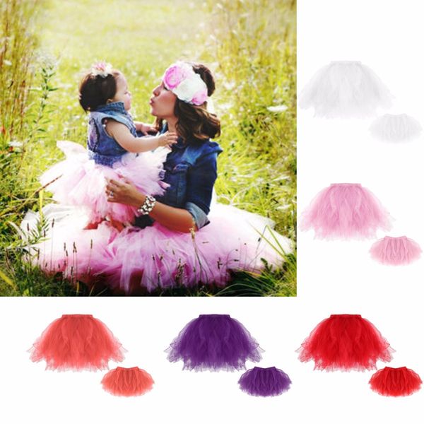 

puseky family matching clothes mother baby girl tutu skirt 1-3 years girl dance skirt mom daughter cloth tulle petticoat, Blue