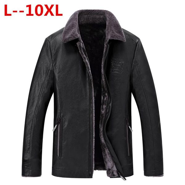 

big size 10xl 8xl 6xl men genuine leather coat sheepskin men's short jacket leather winter jackets mens plus size, Black