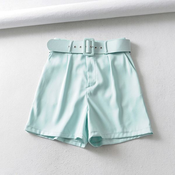 

rr solid color shorts women fashion tie blet waist women elegant linen shorts female fz01, White;black