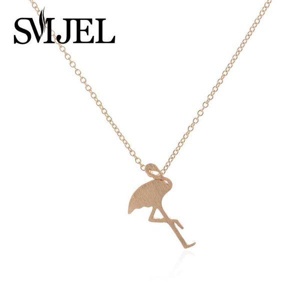 

smjel new women necklace jewelry cute flamingo necklace set minimalist crane animal bird necklaces chain birthday gifts n045, Silver