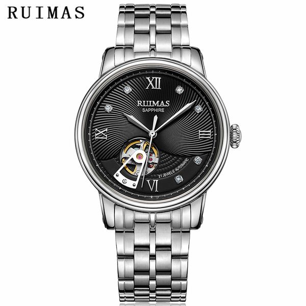 

men luxury classic mechanical watch mens business wrist watches ruimas male clock automatic movement miyota 82s0 erkek kol saati, Slivery;brown