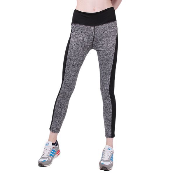 

yoga outfits women fitness push-up elastic leggings pants gray black patchwork sports exercise jogging female, White;red