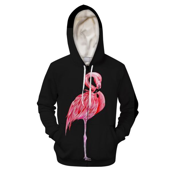 

новый фламинго печати 3d печатных молния толстовка толстовка мужчины женщины мода пуловер уличная harajuku негабаритных молнии куртка, Black