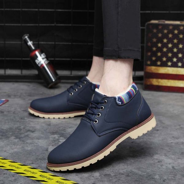 

thick cotton boots male shoes 2019 lace-up anti-slip booties casual sneakers boots men shoes winter sneakers men bootsplus size, Black