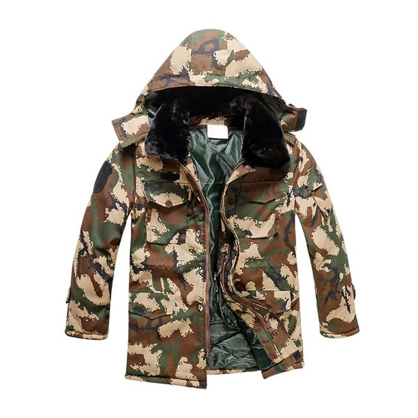 

outdoor men hooded jacket thick cold-proof tactical softshell cotton jacket waterproof hunting hiking warm army coat, Blue;black