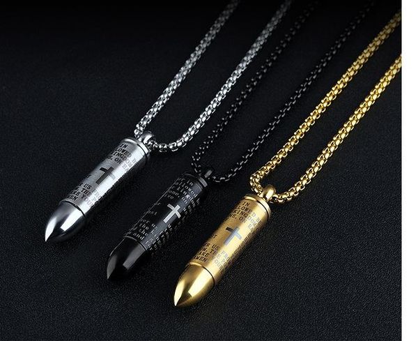 

european and american explosive individually engraved stainless steel men's pendant can be unscrewed creative cross can be fitted with, Silver