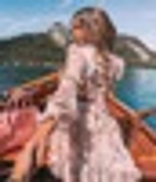 

2019 print dress female lantern v neck long sleeve hollow out back bandage women' dresses 2019 summer casual fashion, Blue;gray