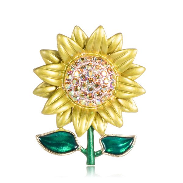 

rhinestone fashion sunflower brooch new cute alloy sun flower brooch, Gray