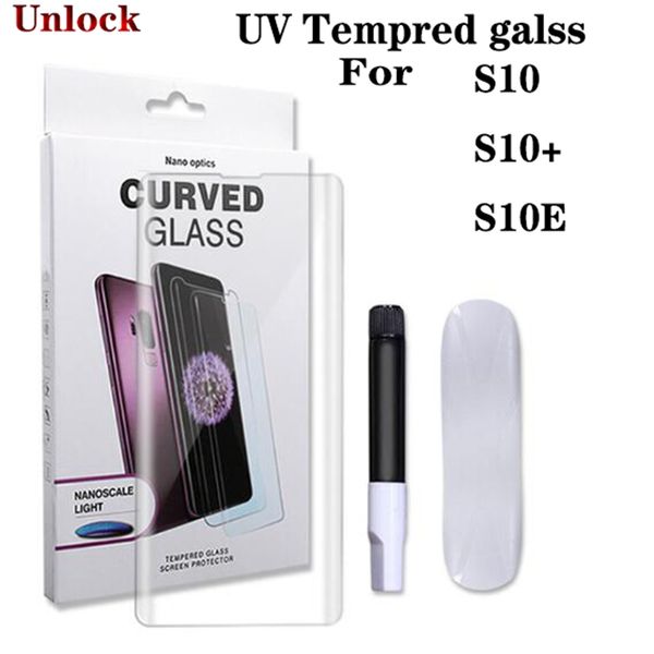 

uv tempered glass light nano liquid screen protector for note20 s20 s10+ n10 s8 s9 plus full glue case friendly