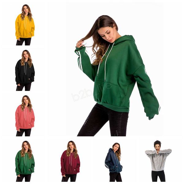 

women batwing sleeve hoodies hooded sweatshirts sport outdoor autumn winter solid pullover clothes with pocket coat ljja2898, Black