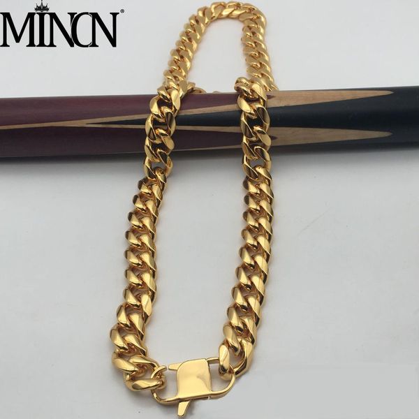 

mincn men's stainless steel necklace european and american men's items gold necklace gold chain and extended chain, Silver
