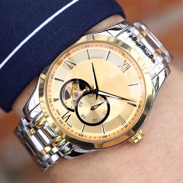 

mens watch fashion business import 8215 automatic mechanical movement sapphire glass mirror butterfly buckle steel strap 41mm 10mm with box, Slivery;brown