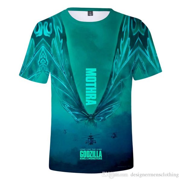 

godzilla king of the monsters print mens tshirts summer short sleeve crew neck boy fashion movie mens tees, White;black