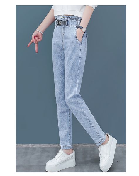 

light blue nine points fitted pants tight bound feet