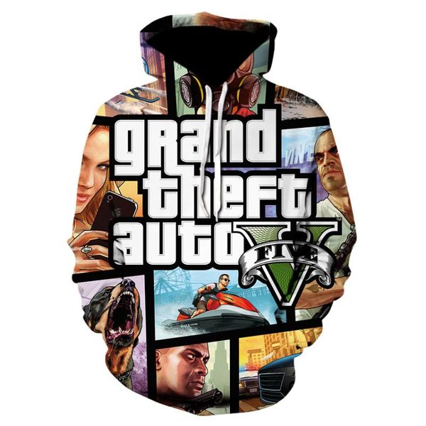 

auto 3d 2020fun 5 fancy hoodies long sleeve street style hooed jacket 5 game sweatshirt, Black