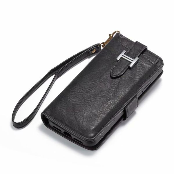 

роскошные высокое качество многофункциональный съемные флип кожаный бумажник чехол для iphone 11 pro xs max xr x 7 8 plus wristlet кошелек c