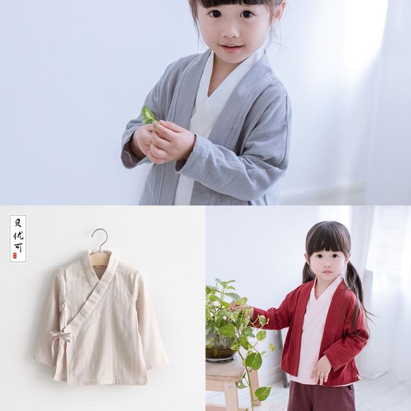 

beiyouke hanfu girl 2019 autumn clothing children's base solid color children's clothing shirt, White;black
