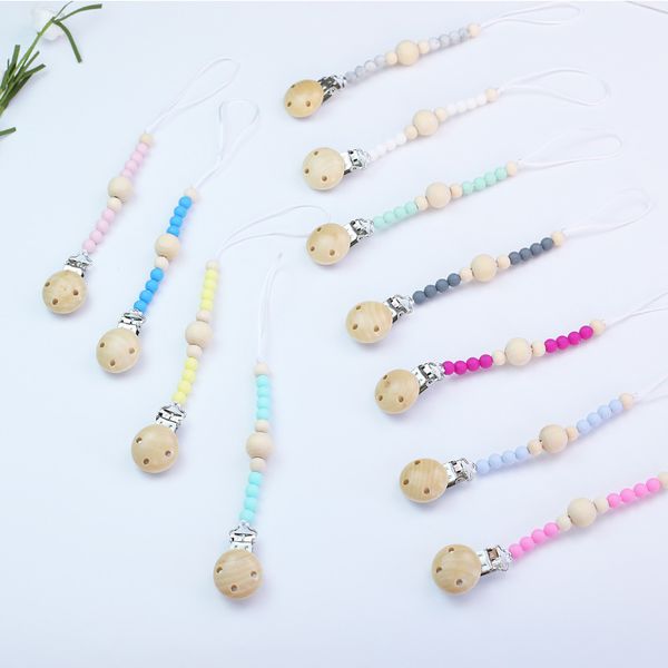 

baby clip chain holder wood pacifier soother holder clip nipple teether dummy strap chain clips a8651